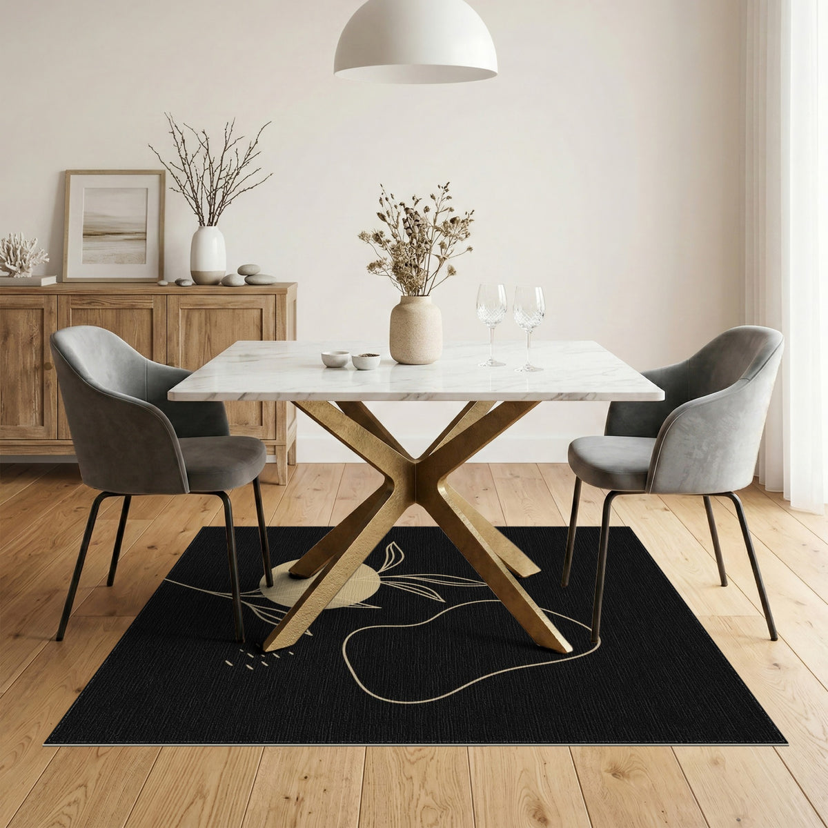Beige and Neutral Leaf Beige Abstract Leaf Area Rug
