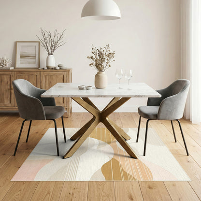 Beige Abstract Wave Area Rug