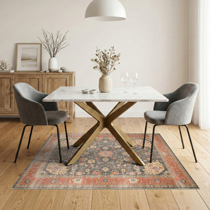 ODIKA Grey Persian Floral Area Rug