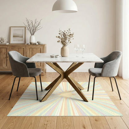 Pastel Sunburst Geometric Area Rug