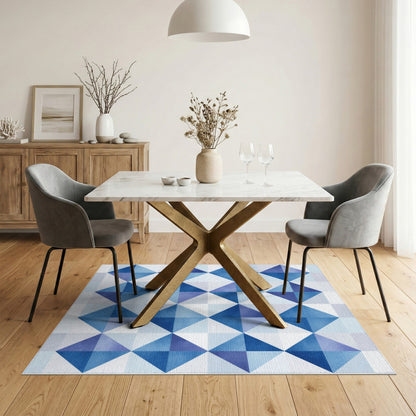 Blue Geometric Diamond Area Rug