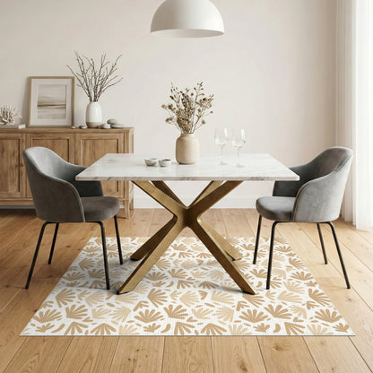 Beige Abstract Fan Area Rug