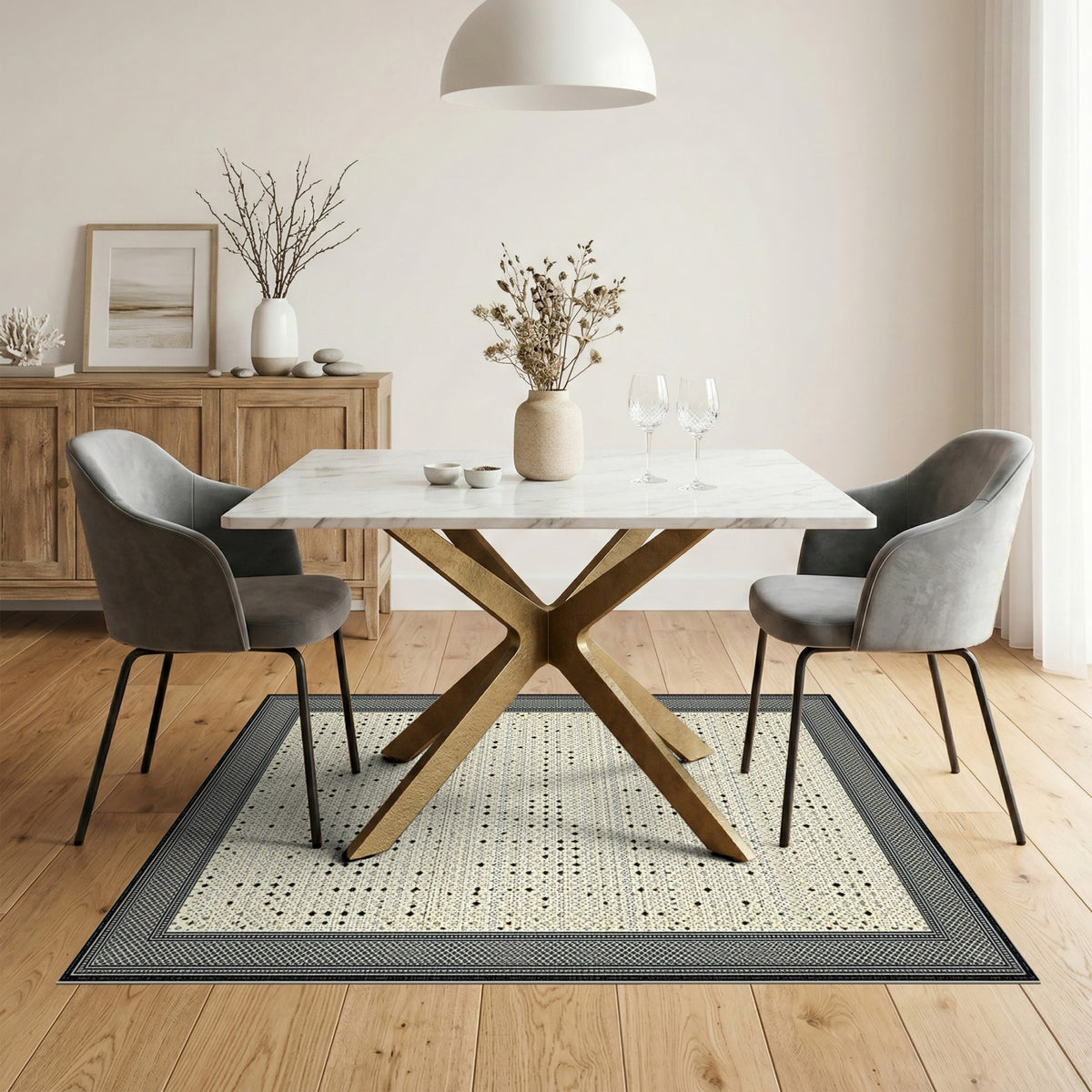Black White Geometric No. 75 Area Rug