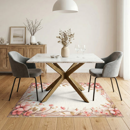 Pink Floral Vintage Washable No. 31 Area Rug