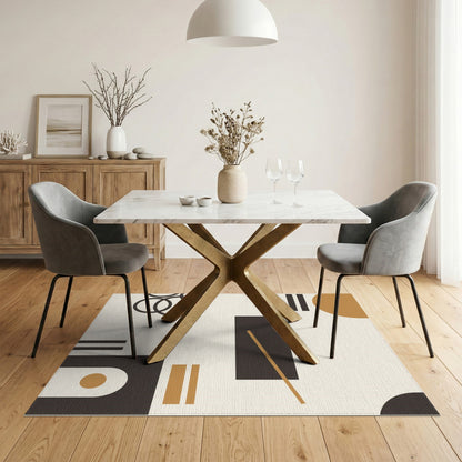 Abstract Geometric Brown and Tan Area Rug