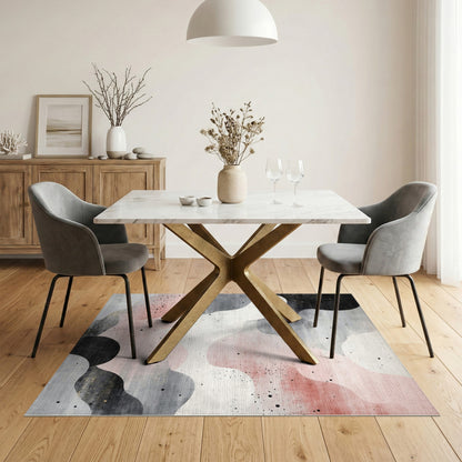 Abstract Wave Pink Black Area Rug