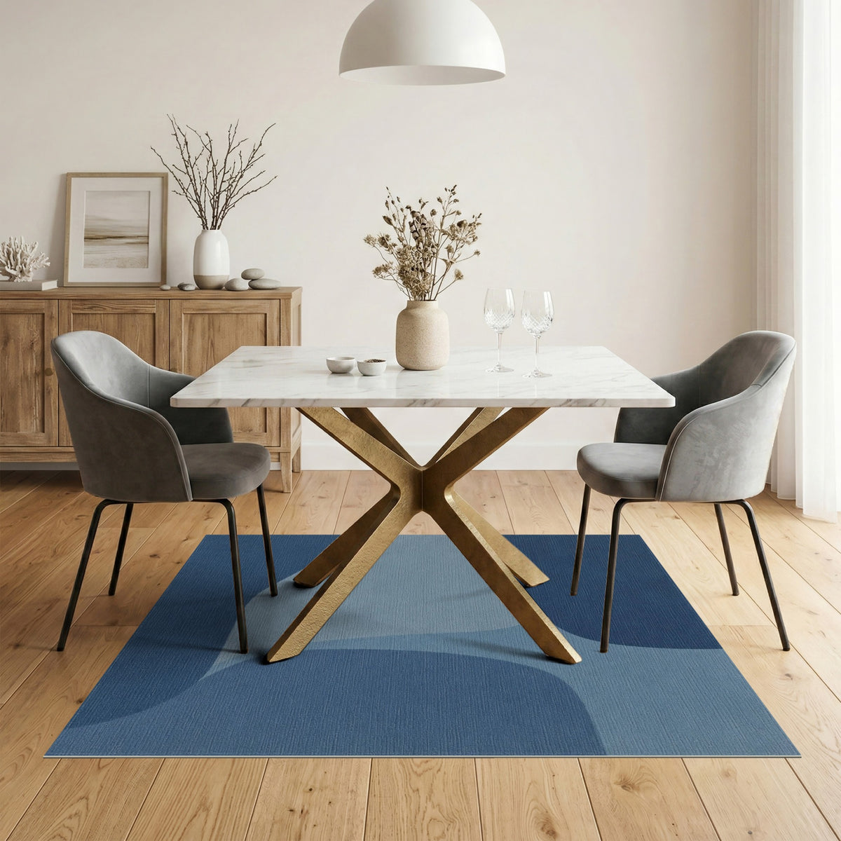 Flowing Blue Abstract Area Rug