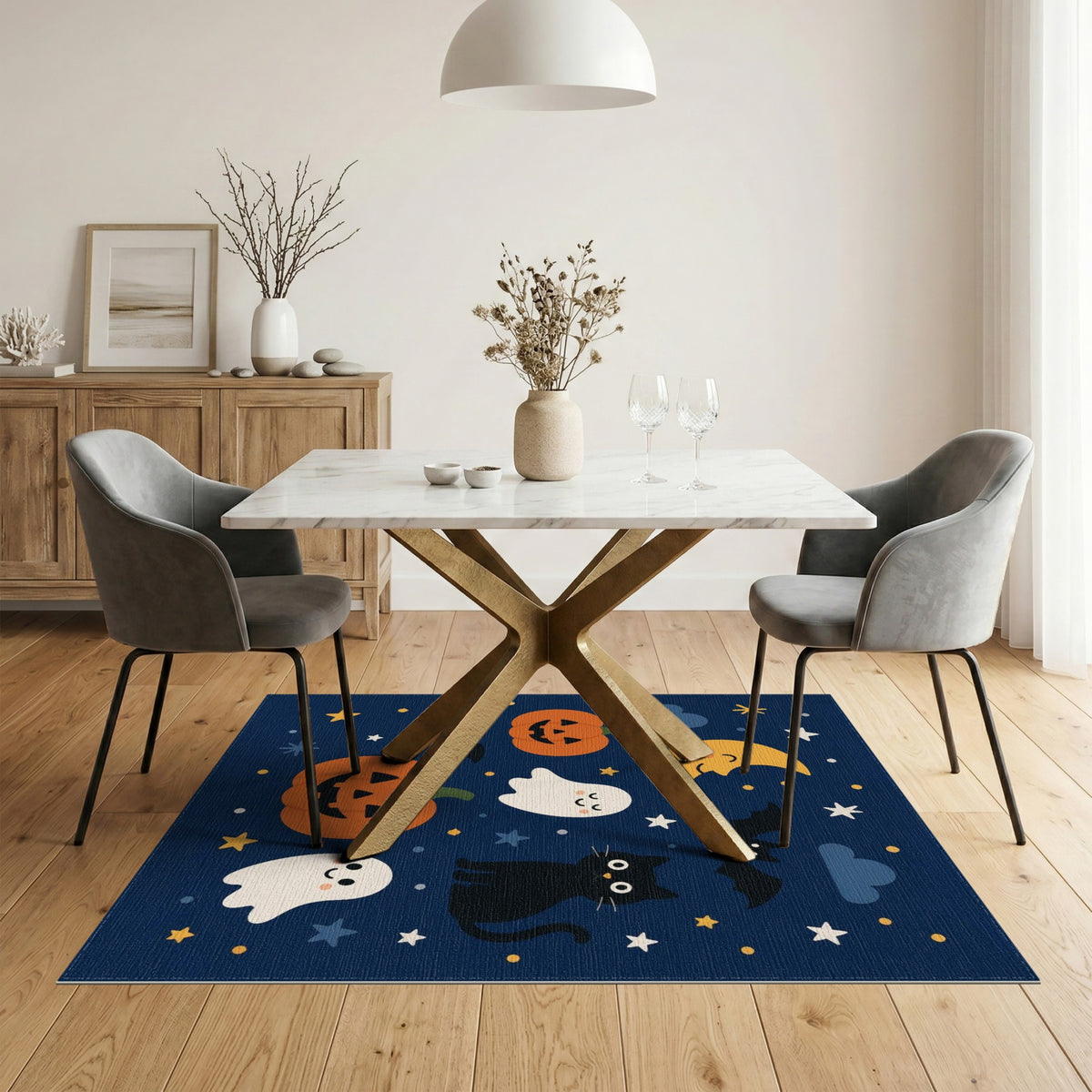 Cute Halloween Night Kids Cartoon Area Rug