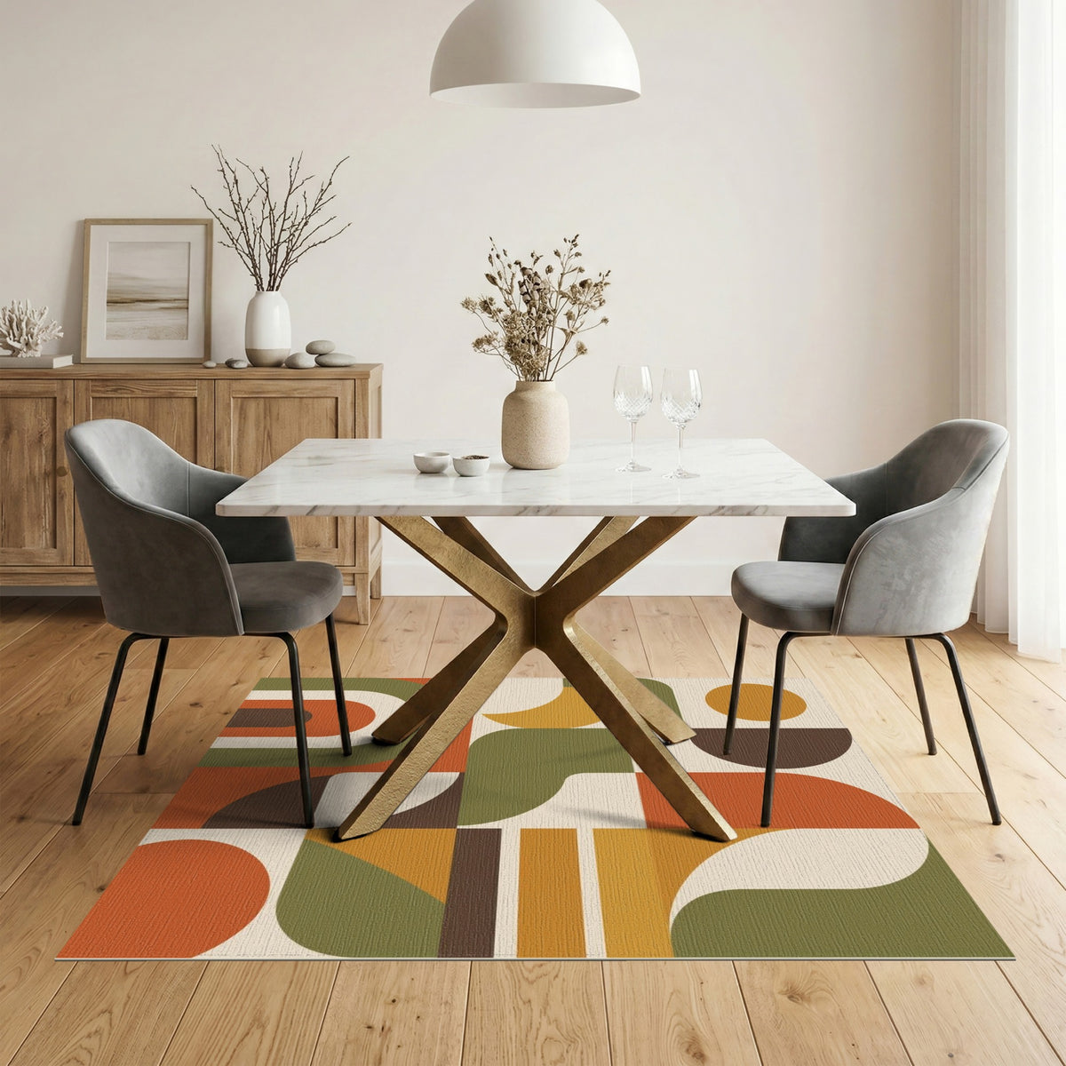 Bold Geometric Area Rug in Earth Tones