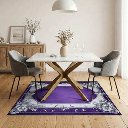 Purple Gothic Ornate Floral Skull Area Rug