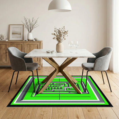 Green Geometric Modern Green Geometric Maze Area Rug