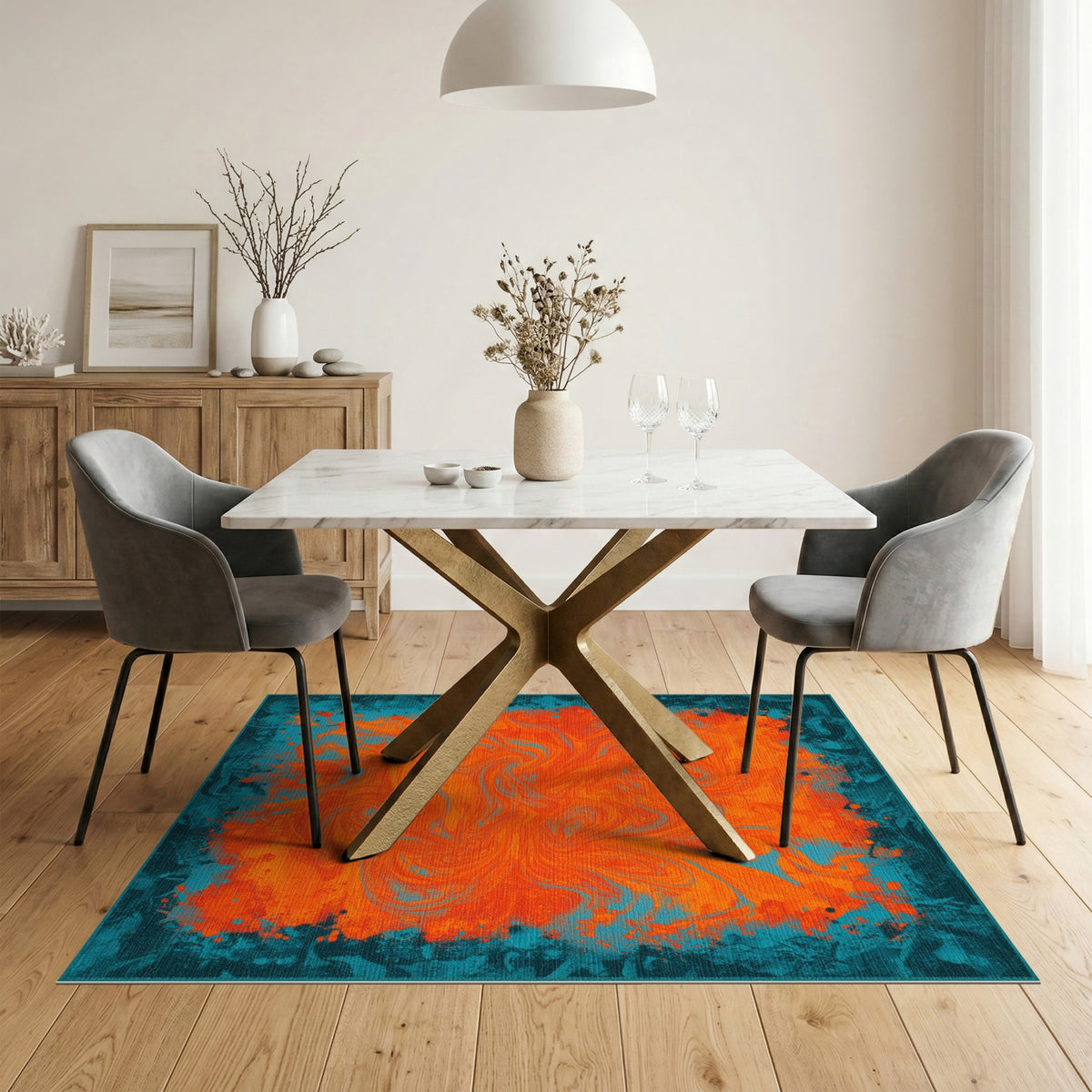 Vibrant Abstract Area Vibrant Orange Swirl Abstract Area Rug