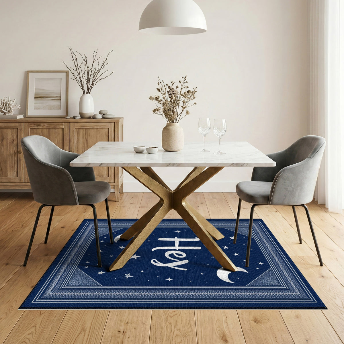 Hey Celestial Moon Stars Area Rug