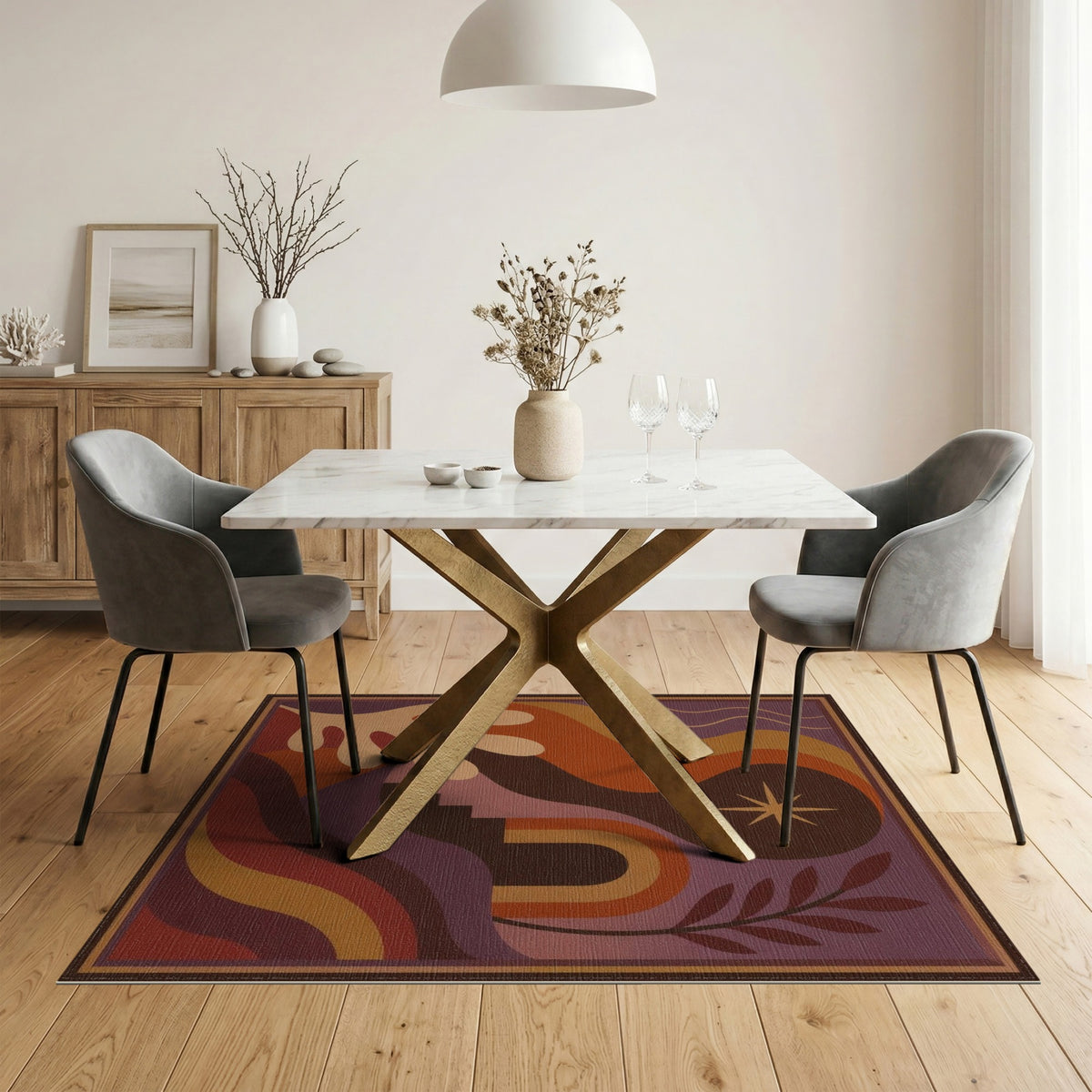 Abstract Purple Star Area Rug