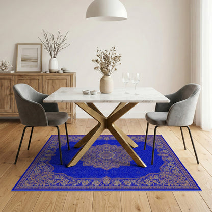 Traditional Persian Blue Gold Traditional Persian Area Rug