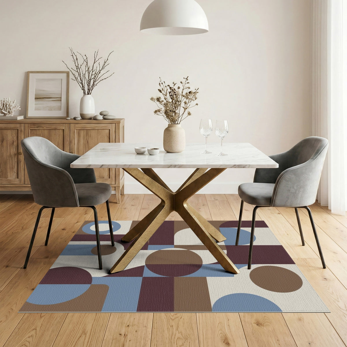 Brown and Tan Geometric Brown Tan Modern Area Rug