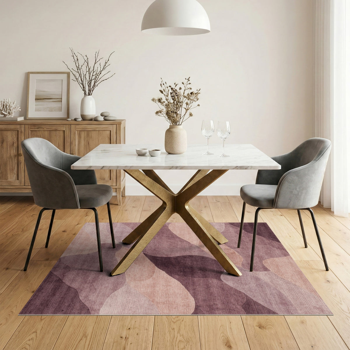 ODIKA Purple Abstract Wave Area Rug