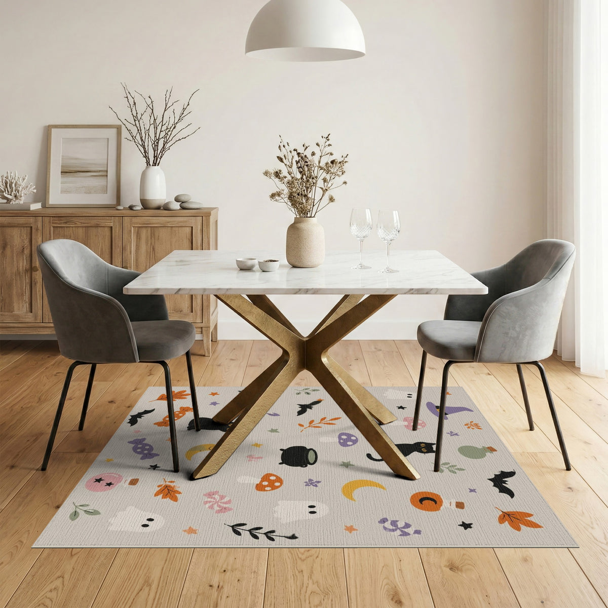 Cute Halloween Cats Ghosts Kids Cartoon Area Rug