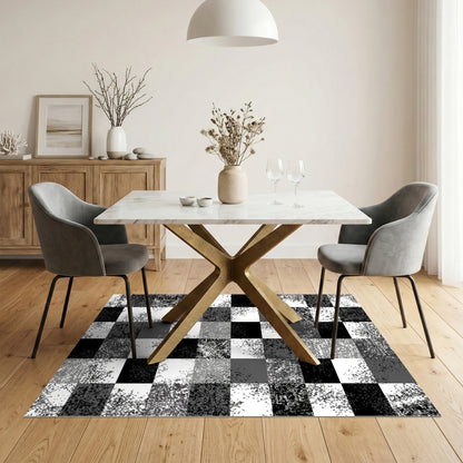 Checkered Black and White Distressed Black White Checkered Area Rug