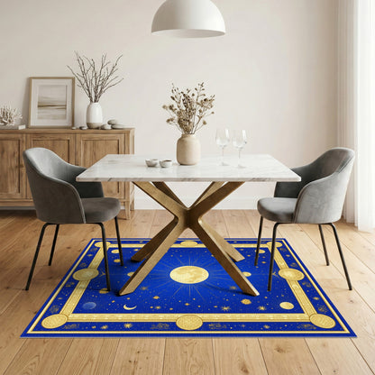 Celestial Moon Phase Blue Area Rug