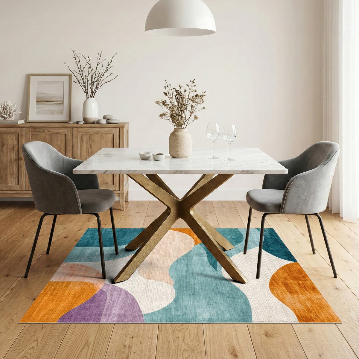 Multi-color and Patterns Abstract Area Abstract Wave Multi-Color Area Rug