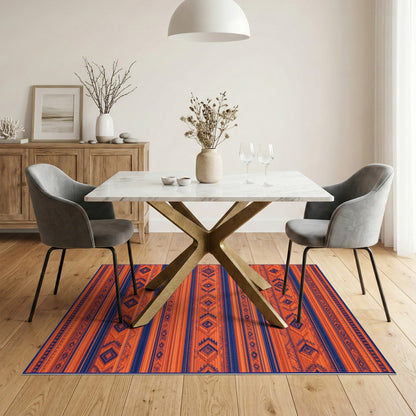 Orange Heritage Tribal Stripe Area Rug