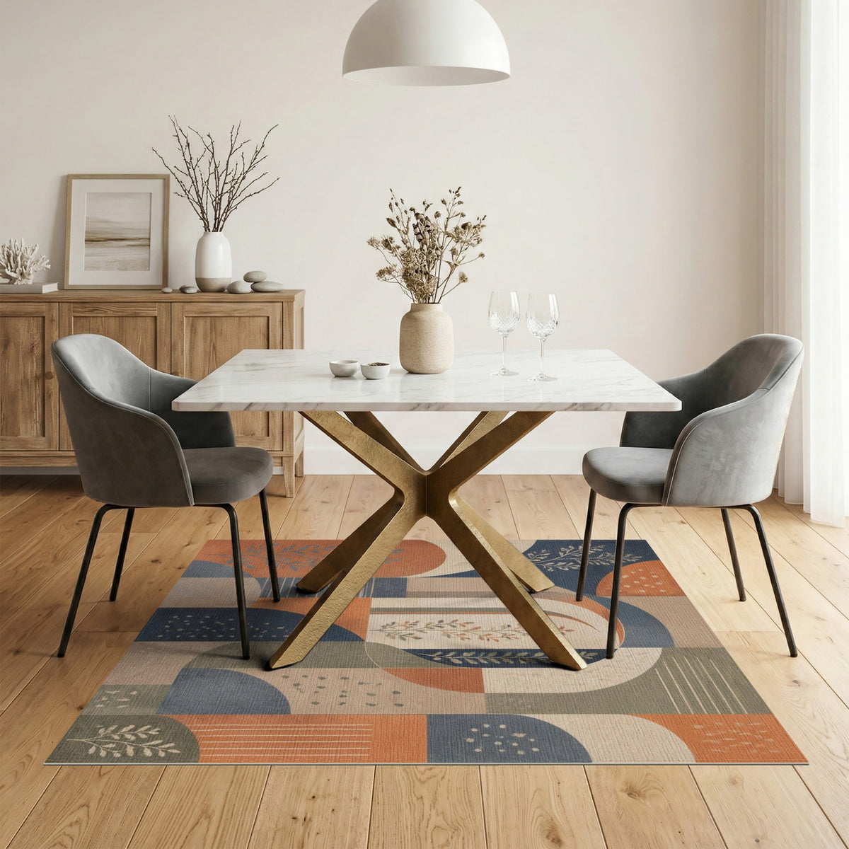 Multi-color and Patterns Abstract Geometric Arch Area Rug