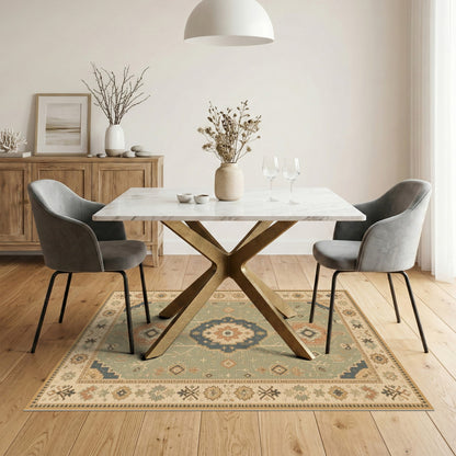 Blue Teal Heritage Medallion Area Rug