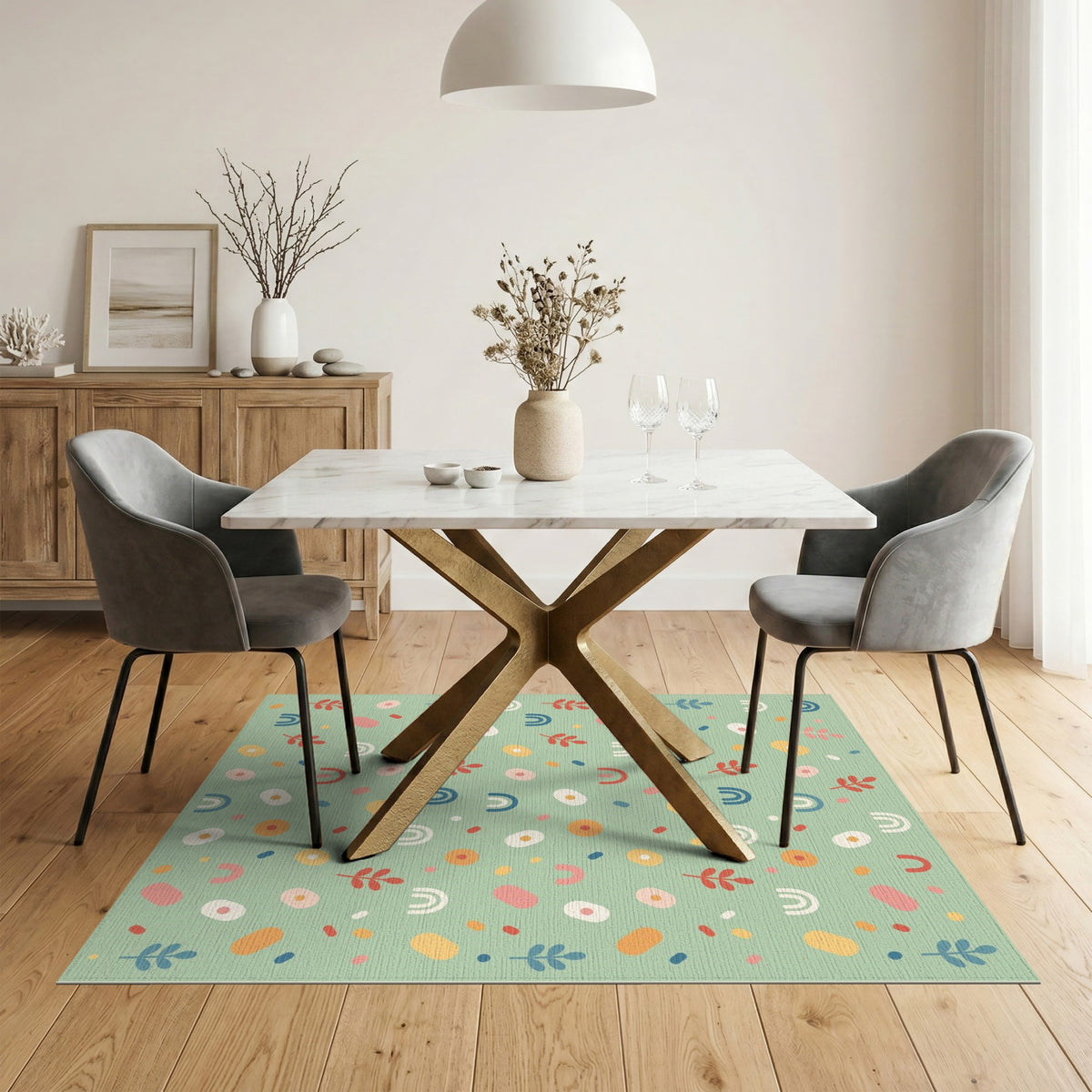 Sage Green Rainbow Kids Area Rug