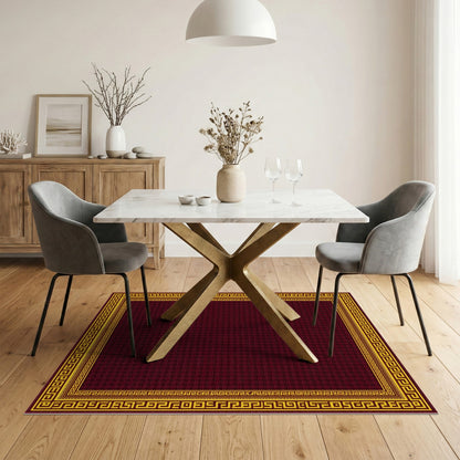Geometric Modern Red Greek Key Geometric Area Rug