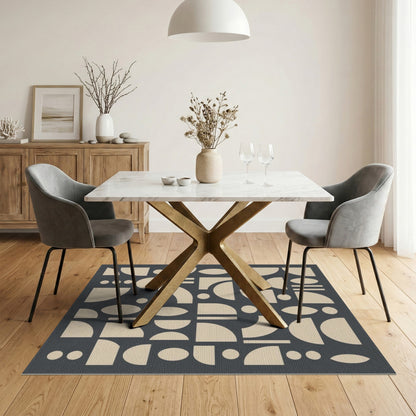 Beige Geometric Modern Area Rug