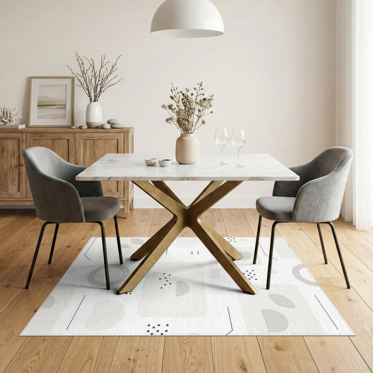 Grey Geometric Modern Area Rug