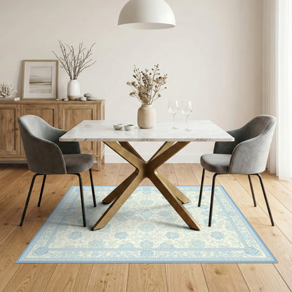 Blue Floral Vintage Washable Area Rug
