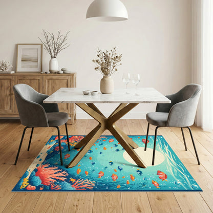 Ocean Coral Fish Washable Area Rug