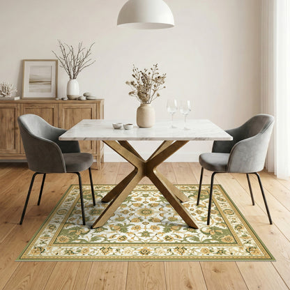 Green Floral Vintage Area Rug