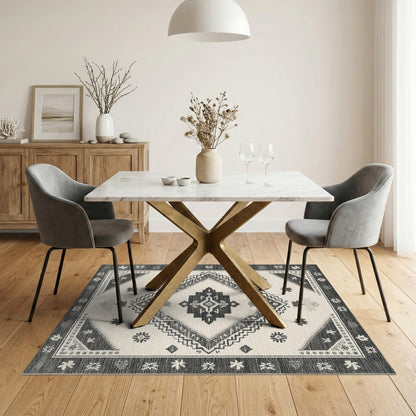 Black White Heritage Tribal Area Rug