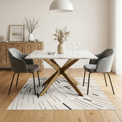 Beige Geometric Lines Beige and Neutral Area Rug