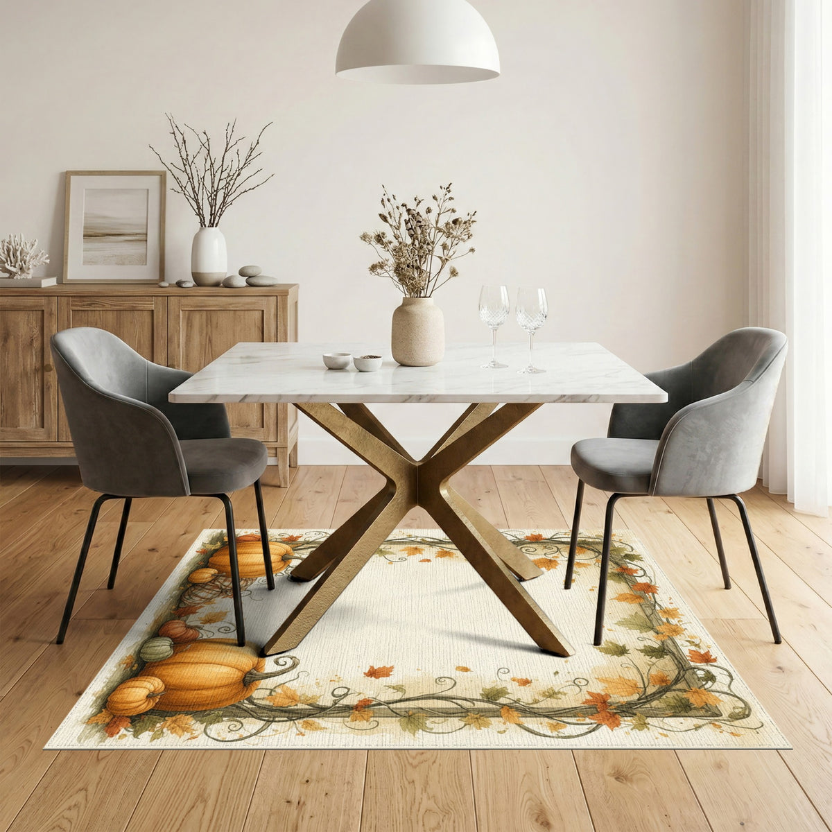 Orange Autumn Pumpkin Harvest Orange Area Rug
