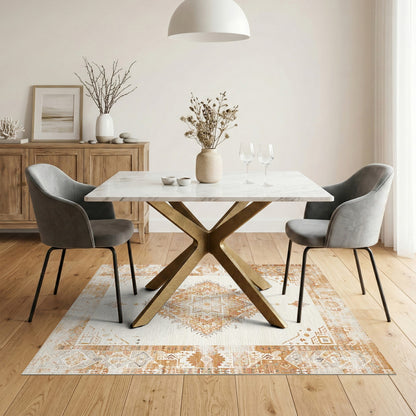 Beige Distressed Vintage Medallion Distressed Vintage Area Rug