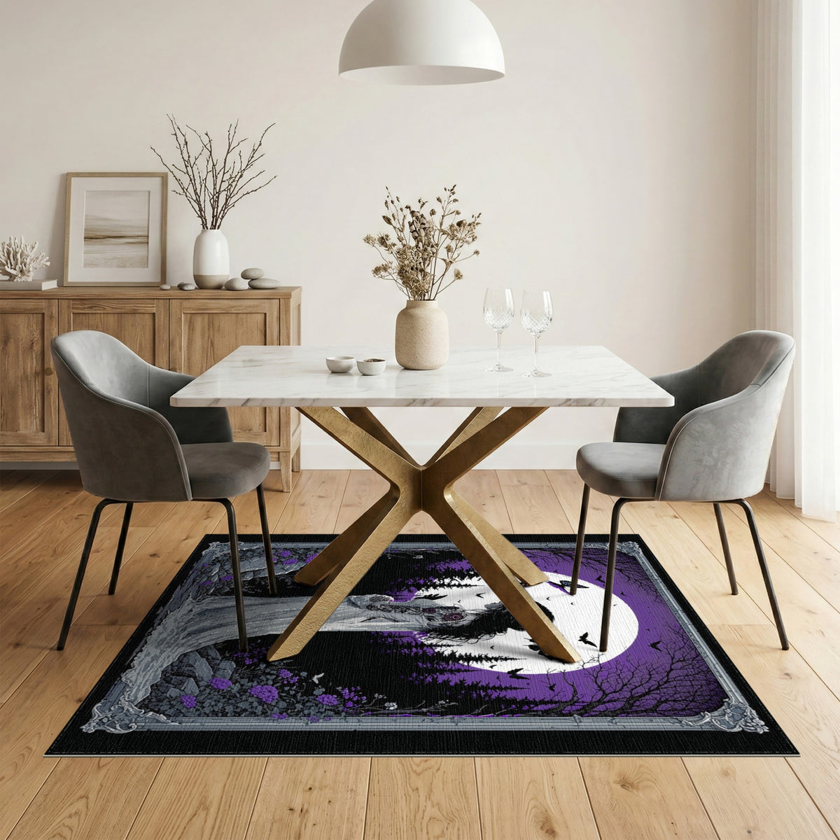 Purple Moonlit Forest Washable Area Rug