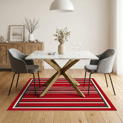 Geometric Modern Red Striped Geometric Area Rug