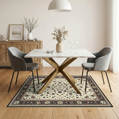 Traditional Persian Beige and Neutral Beige Persian Floral Area Rug