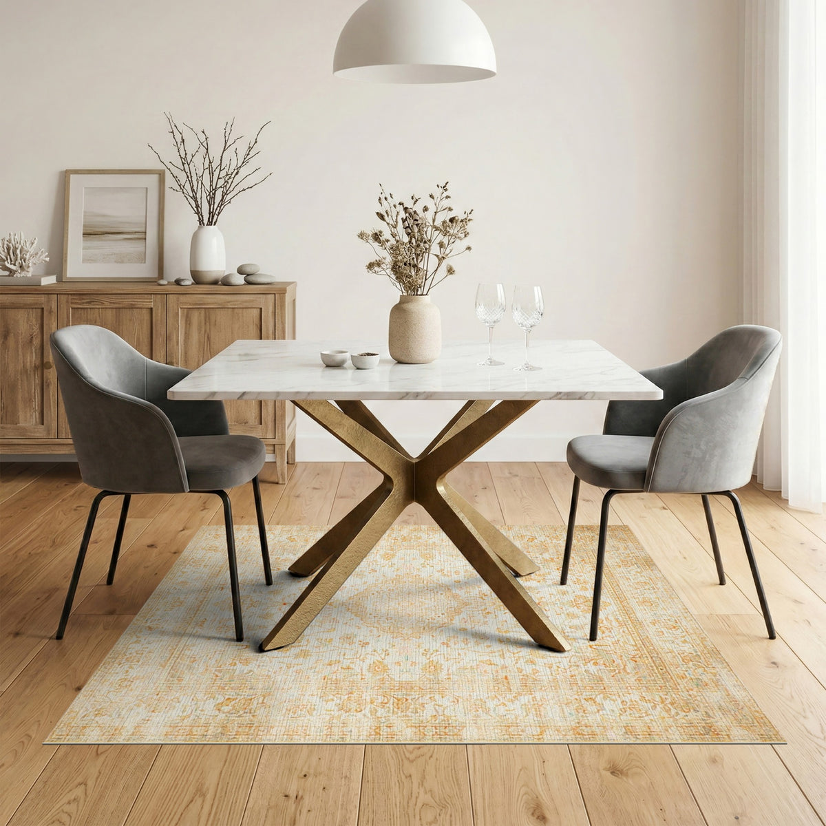 Beige Floral Vintage Area Rug