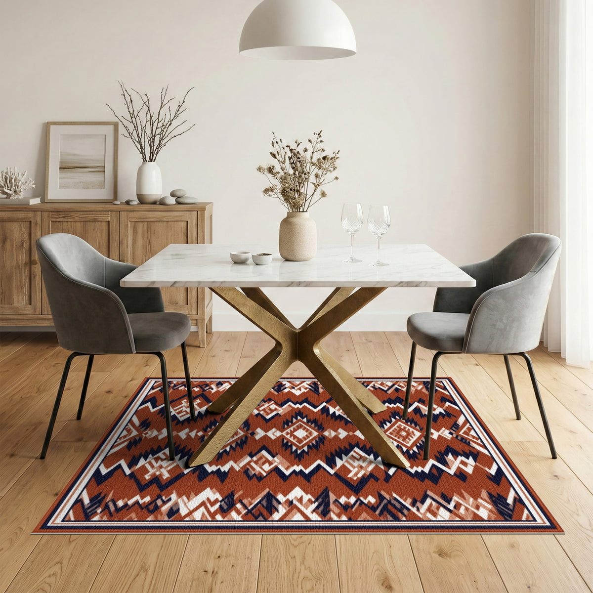 Brown and Tan Geometric Southwestern Brown Geometric Area Rug