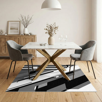 Black White Geometric Modern Area Rug