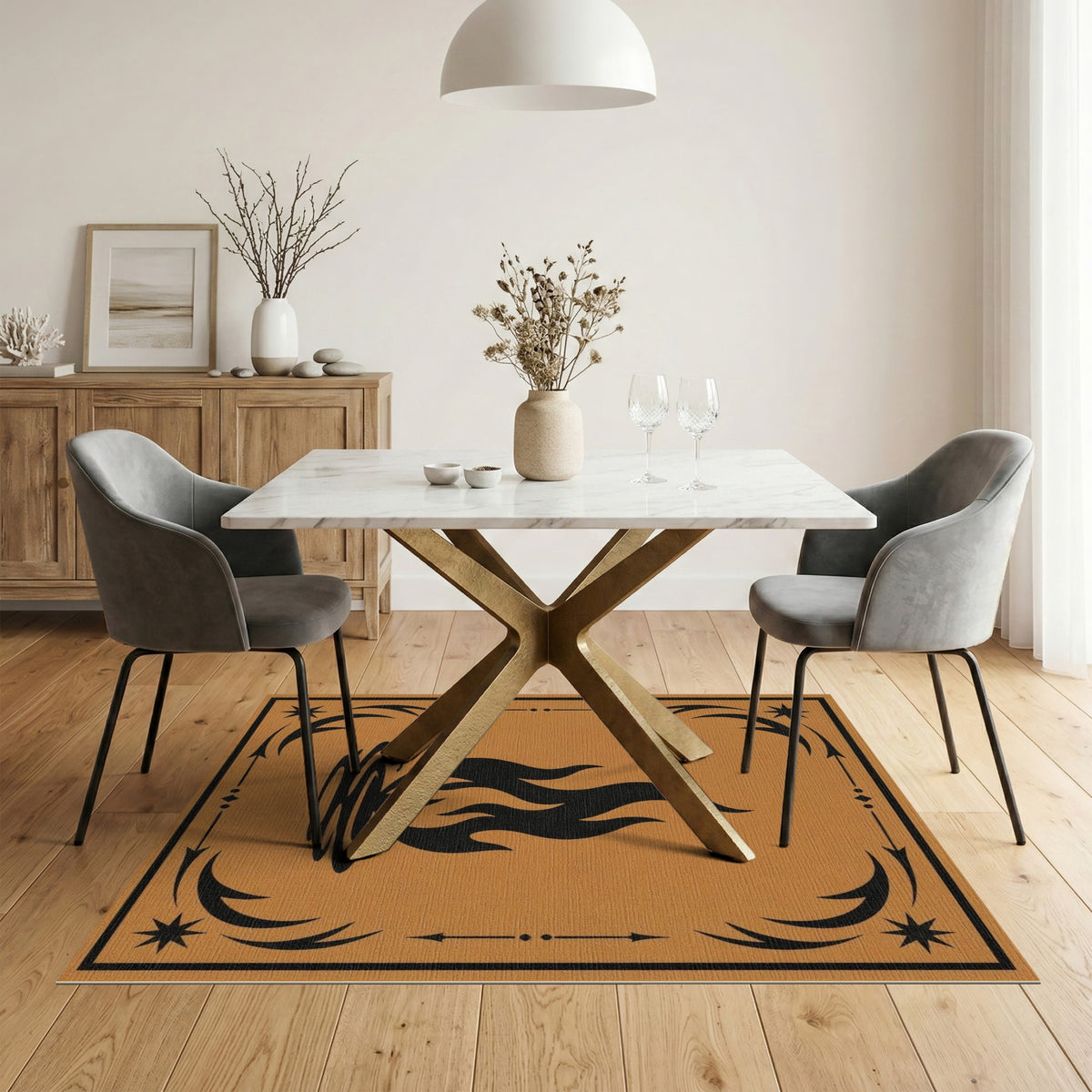 Heritage Tribal Flame Brown Area Rug