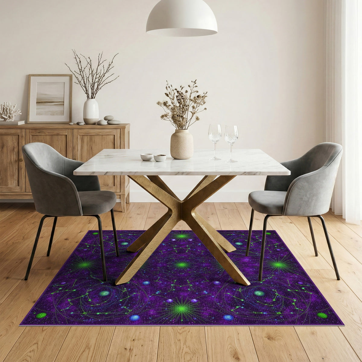 Abstract Area Purple Cosmic Constellation Area Rug
