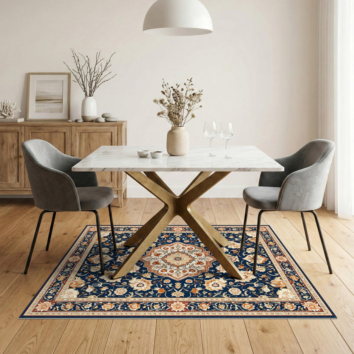 Medallion Navy Persian Floral Medallion Area Rug