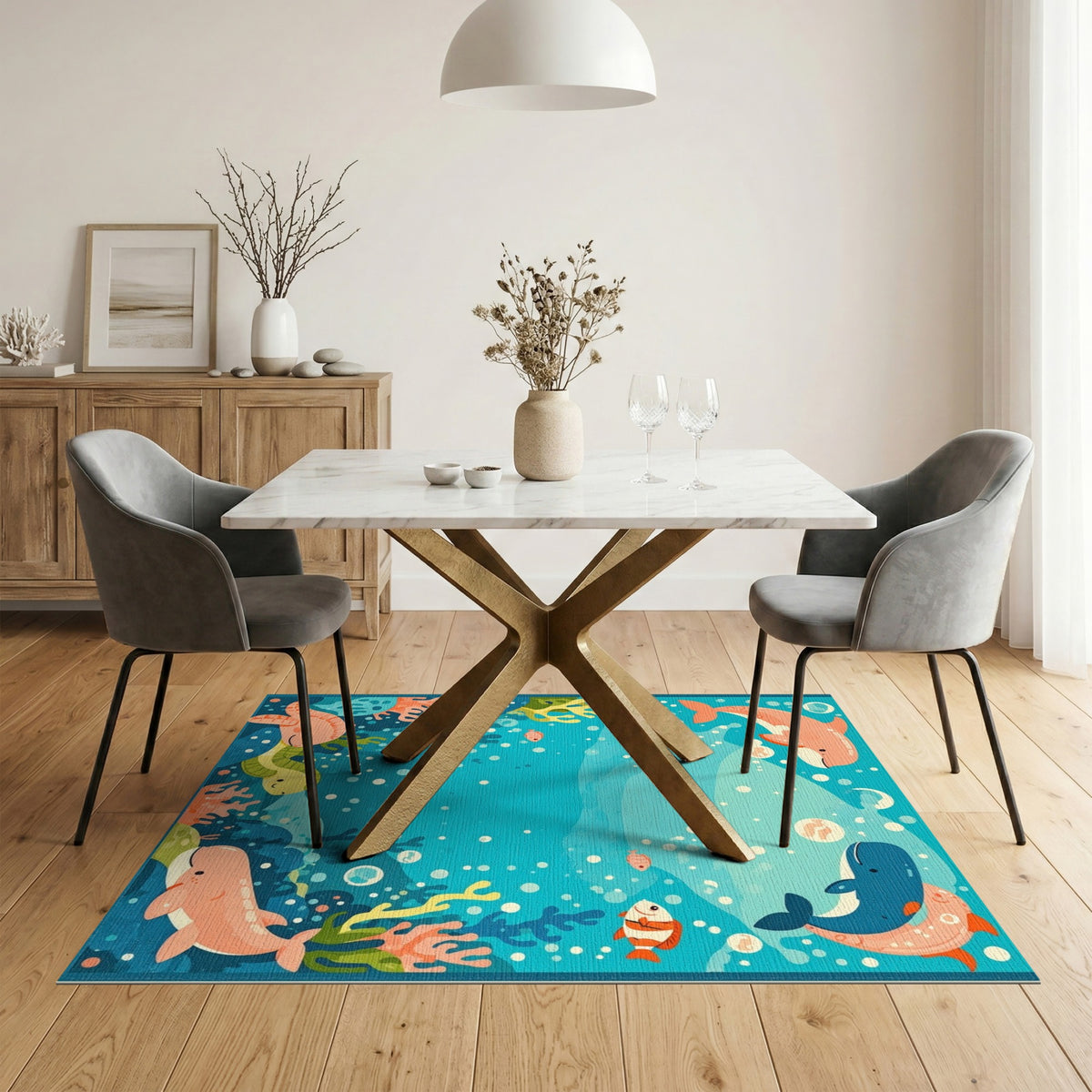 Ocean Friends Kids Cartoon Area Rug