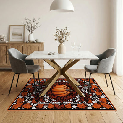 Rustic Farmhouse Orange Pumpkin Fall Area Rug